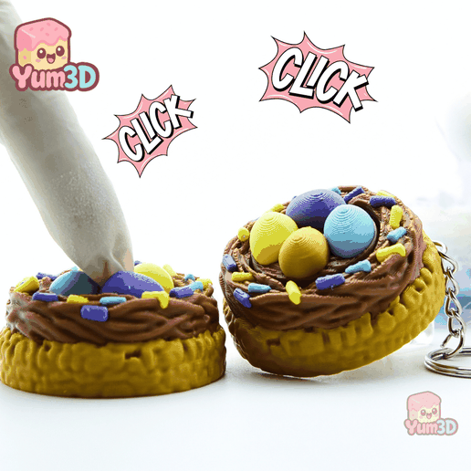 🧊 Yum3D Ice Cream Cups Set of Clicker Keychains - Cute Backpack